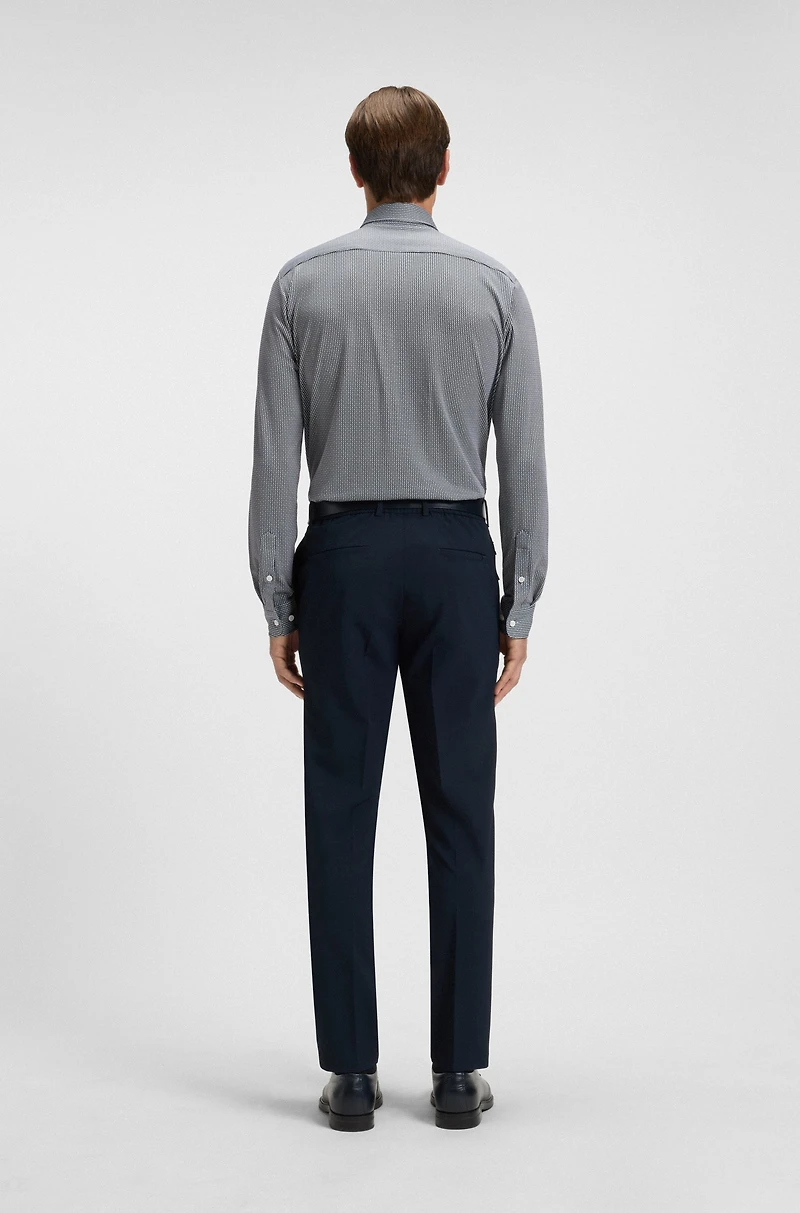 Slim-fit shirt patterned flex-weave fabric
