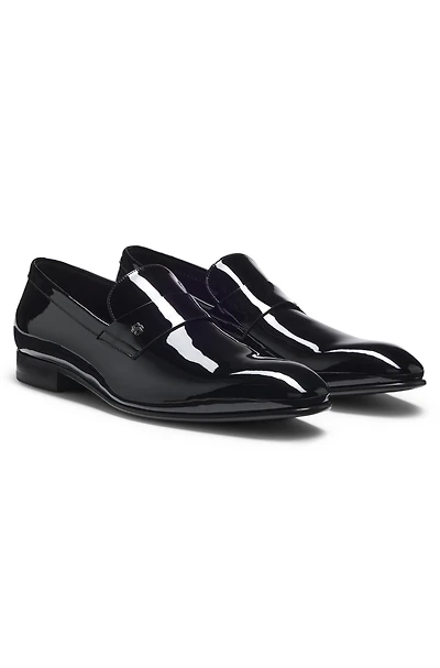 Penny loafers patent faux leather