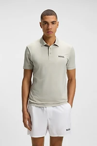 Active quick-dry polo shirt with check artwork