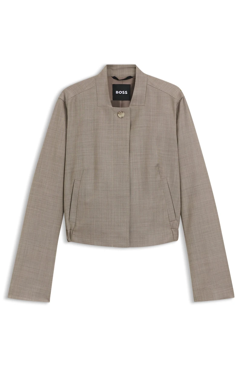 Stretch-wool jacket with sharkskin weave