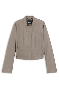 Stretch-wool jacket with sharkskin weave