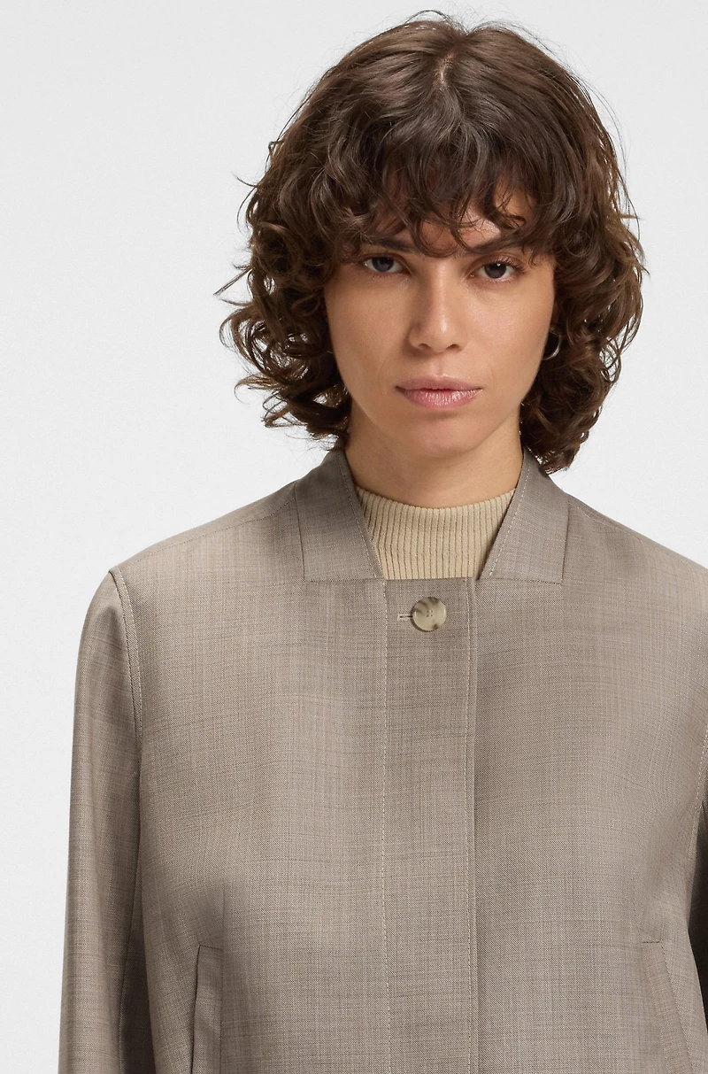 Stretch-wool jacket with sharkskin weave