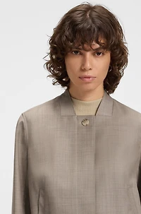 Stretch-wool jacket with sharkskin weave