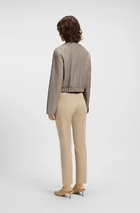 Stretch-wool jacket with sharkskin weave