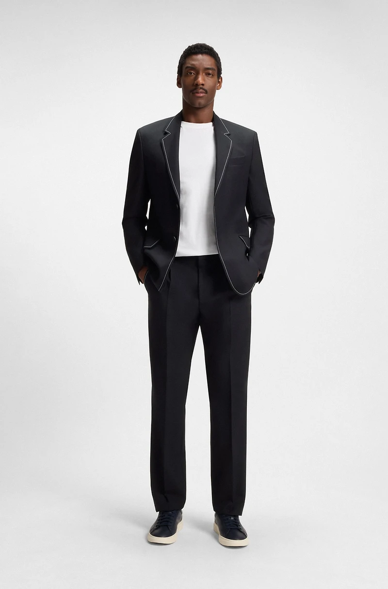 Relaxed-fit jacket wool with contrast stitching