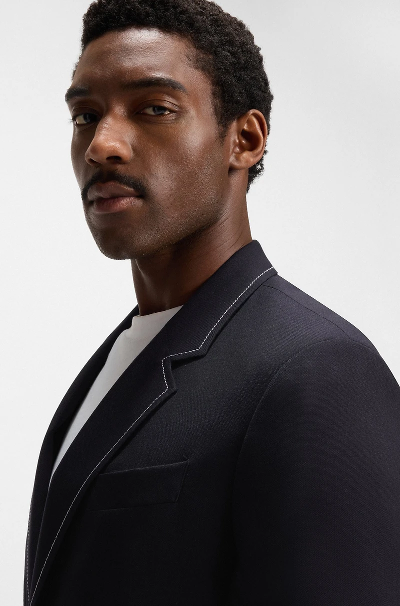 Relaxed-fit jacket wool with contrast stitching