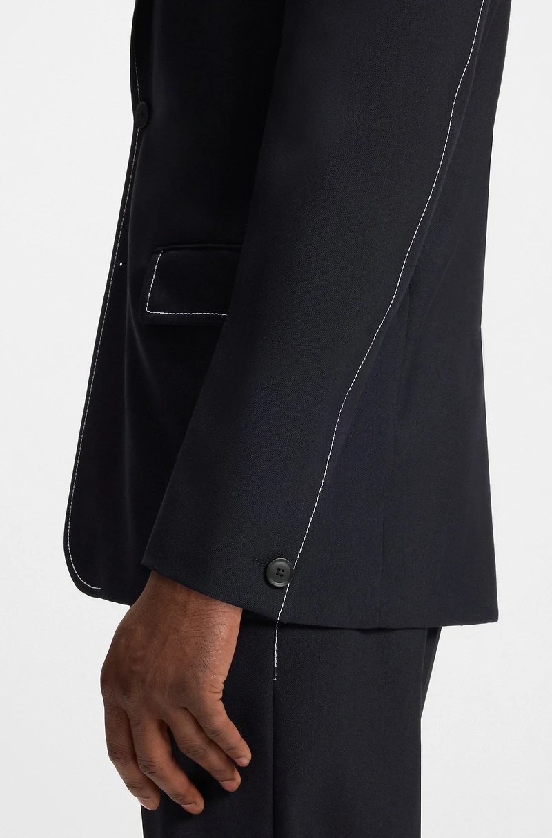 Relaxed-fit jacket wool with contrast stitching