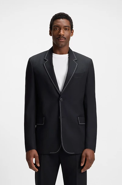 Relaxed-fit jacket wool with contrast stitching