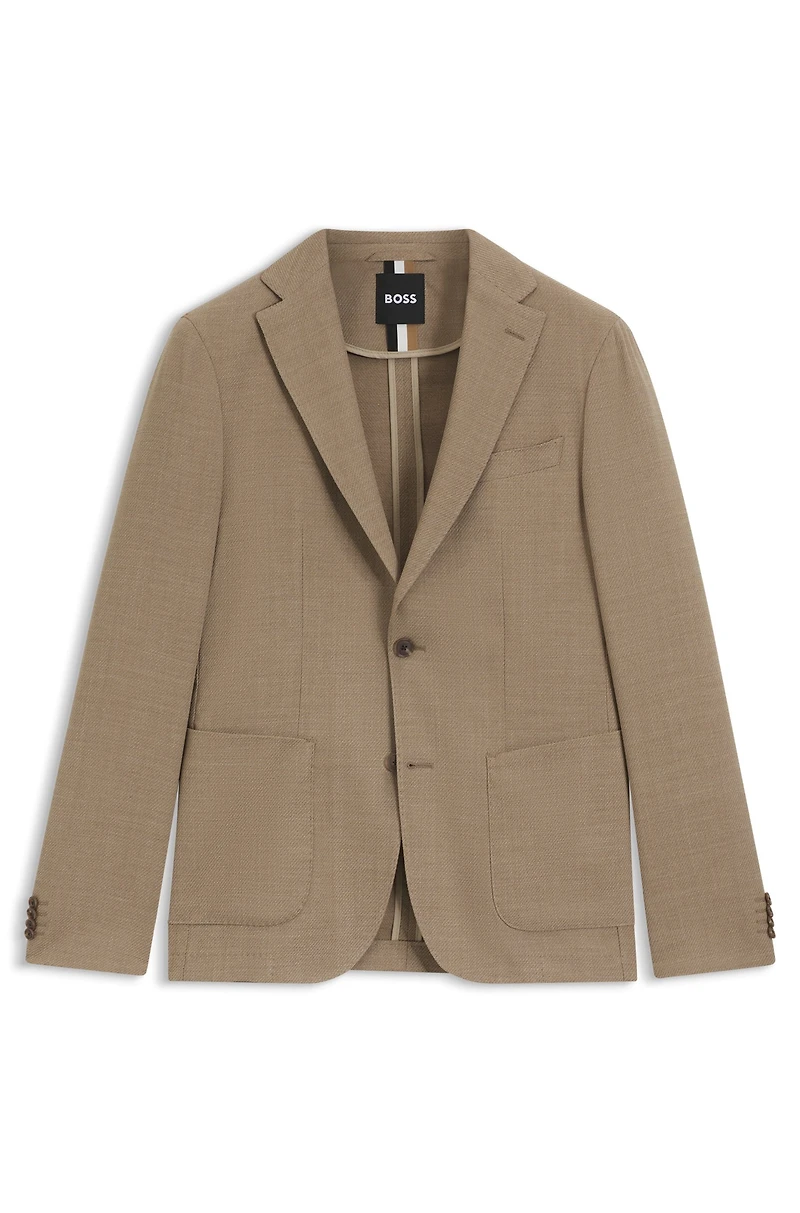 Slim-fit blazer micro-patterned comfort-stretch cloth
