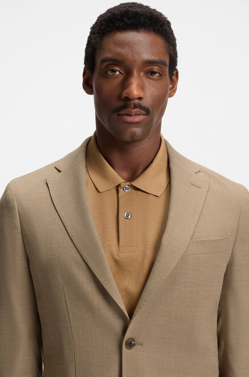 Slim-fit blazer micro-patterned comfort-stretch cloth