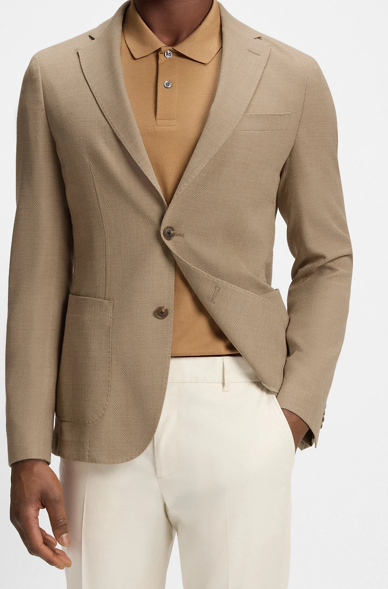 Slim-fit blazer micro-patterned comfort-stretch cloth