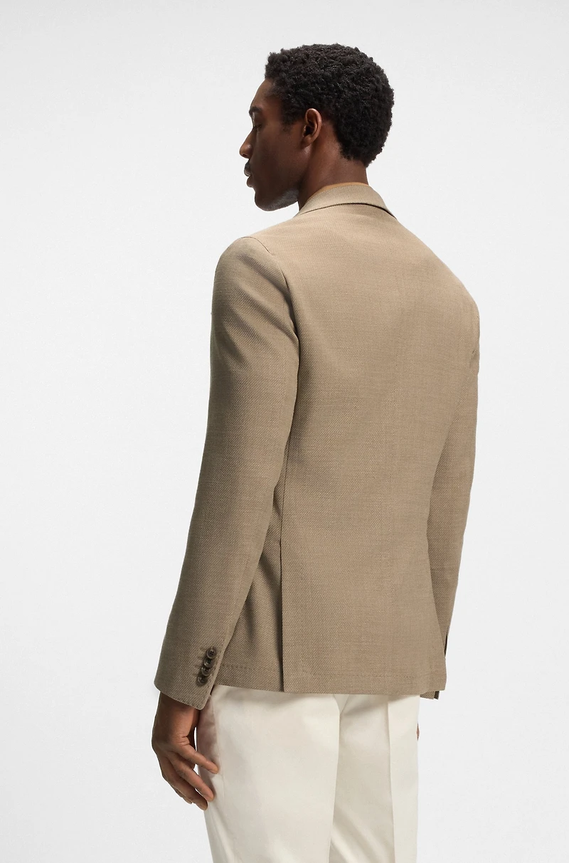 Slim-fit blazer micro-patterned comfort-stretch cloth