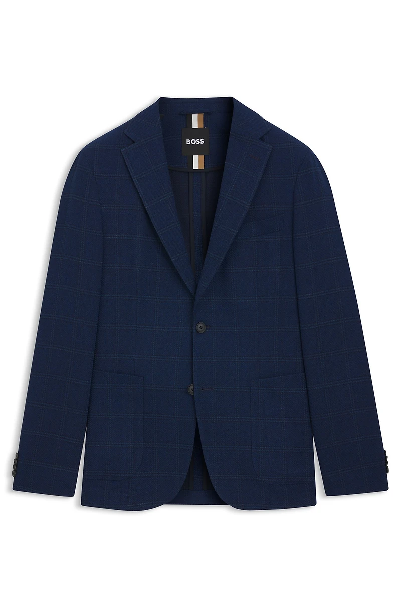 Slim-fit blazer checked stretch cloth