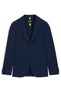 Slim-fit blazer checked stretch cloth