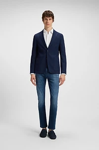 Slim-fit blazer checked stretch cloth