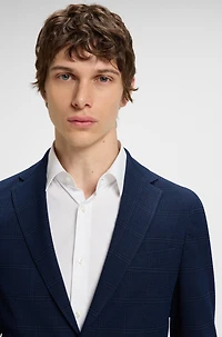 Slim-fit blazer checked stretch cloth