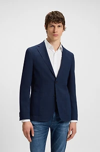 Slim-fit blazer checked stretch cloth