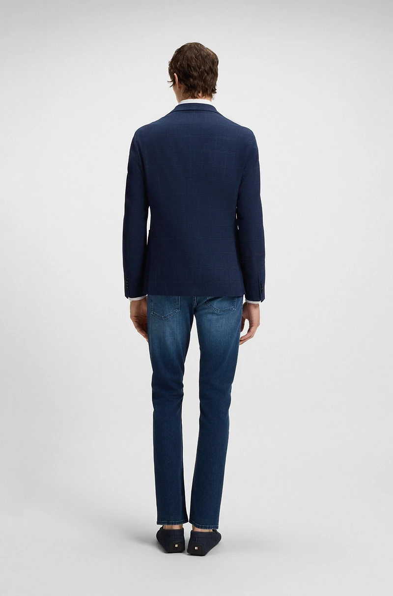 Slim-fit blazer checked stretch cloth