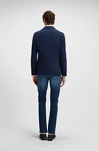Slim-fit blazer checked stretch cloth