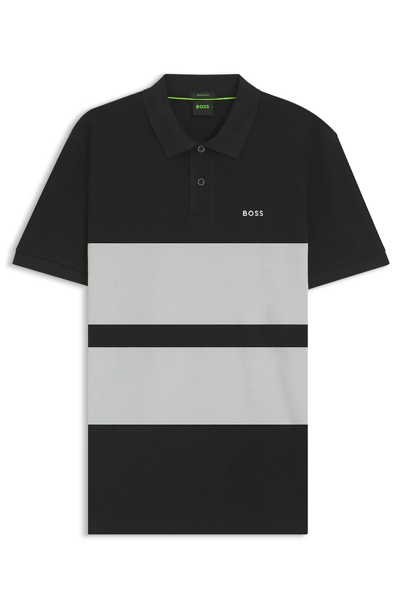 Cotton-piqué polo shirt with block stripes