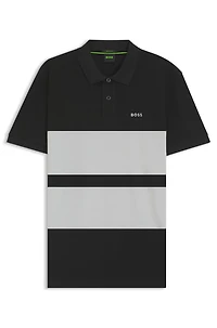 Cotton-piqué polo shirt with block stripes