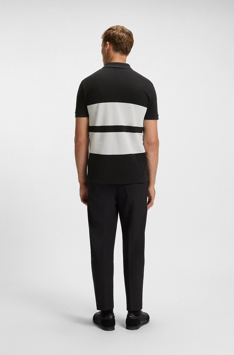 Cotton-piqué polo shirt with block stripes