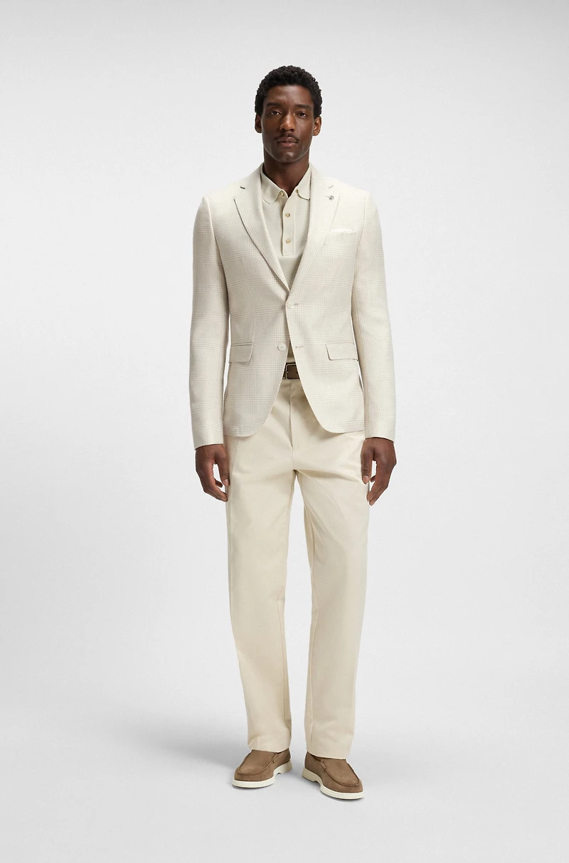 Slim-fit blazer checked wool, silk and linen