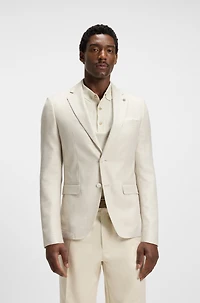 Slim-fit blazer checked wool, silk and linen