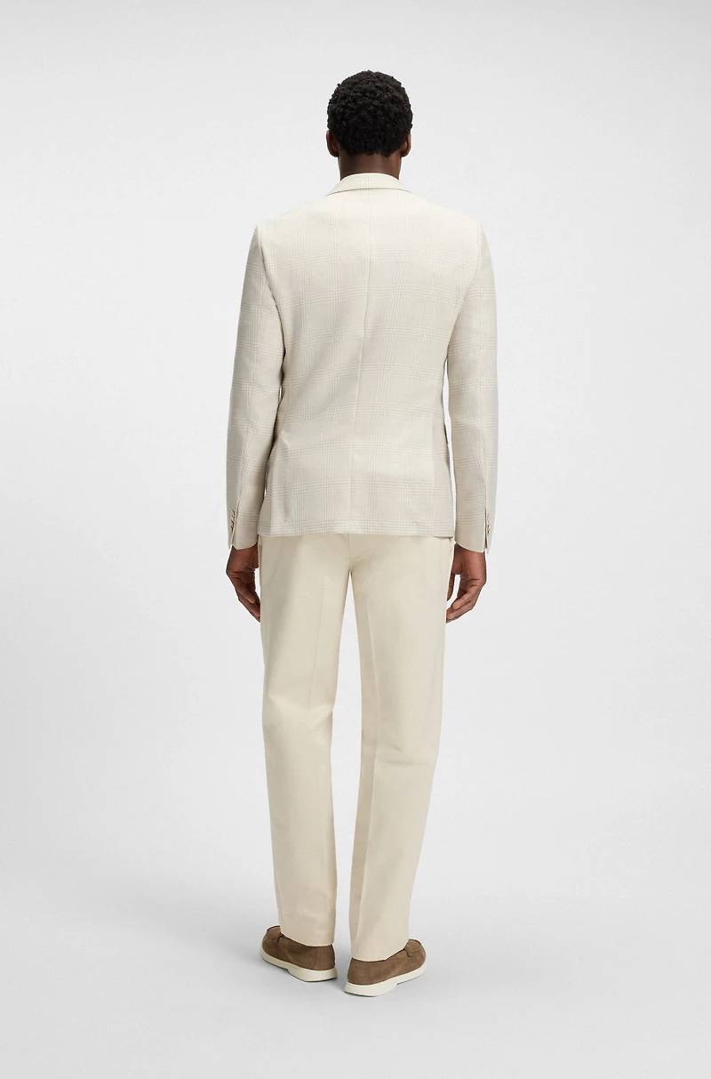 Slim-fit blazer checked wool, silk and linen