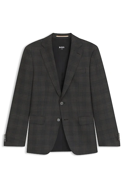 Checked slim-fit jacket virgin wool
