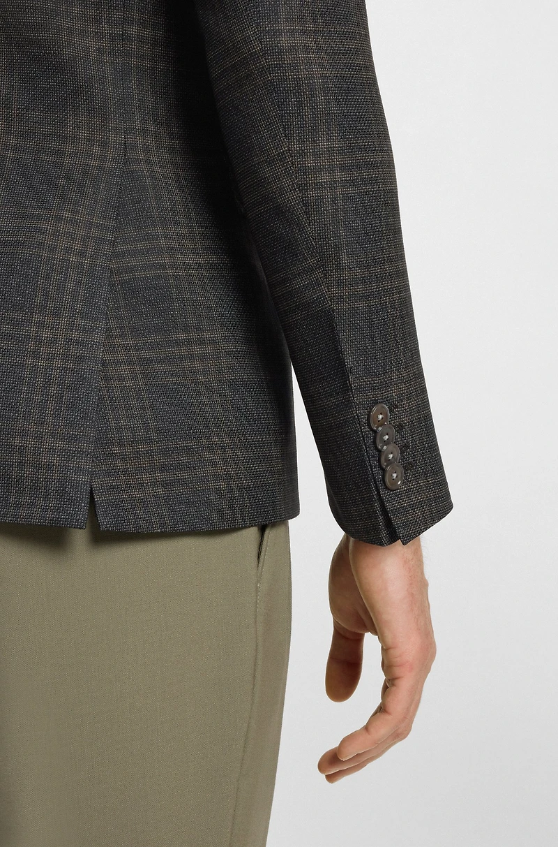 Slim-fit blazer checked wool