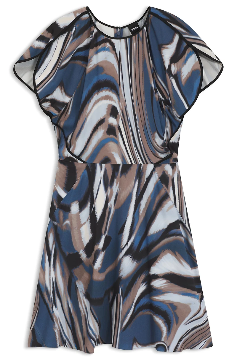 Satin dress with swirl print