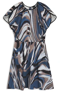 Satin dress with swirl print