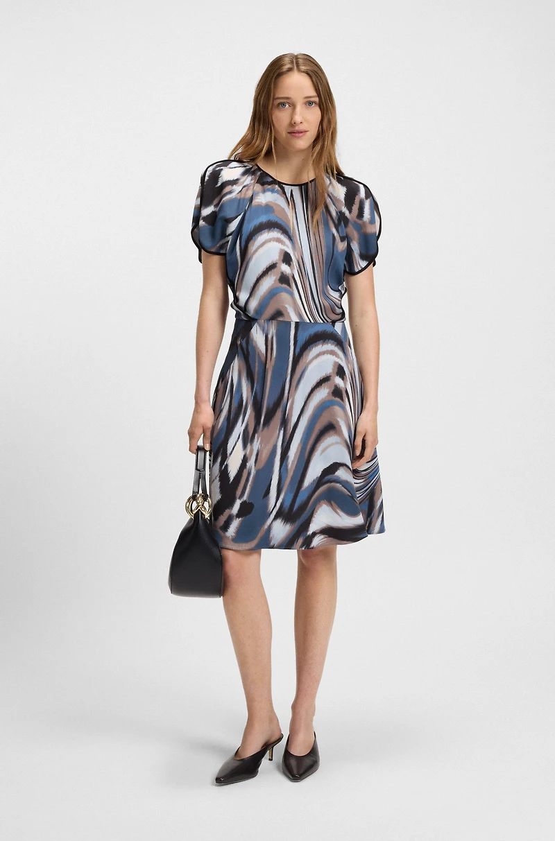 Satin dress with swirl print