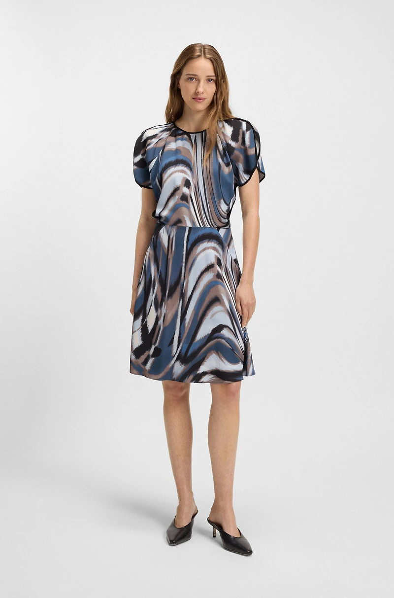Satin dress with swirl print