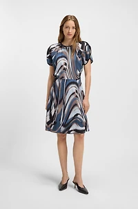 Satin dress with swirl print