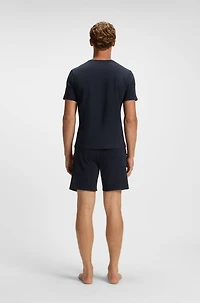 Stretch-cotton pyjama T-shirt with signature-stripe tape