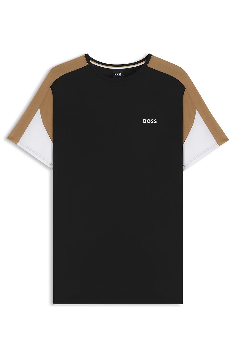 Contrast-panel pyjama T-shirt a cotton blend