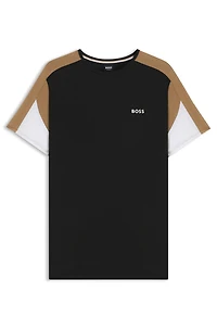 Contrast-panel pyjama T-shirt a cotton blend