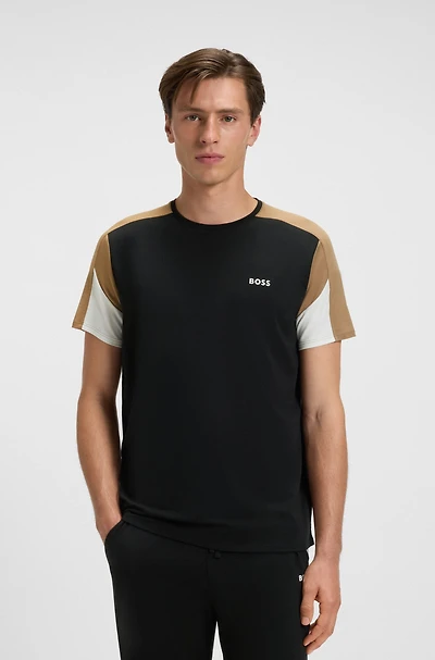 Contrast-panel pyjama T-shirt a cotton blend