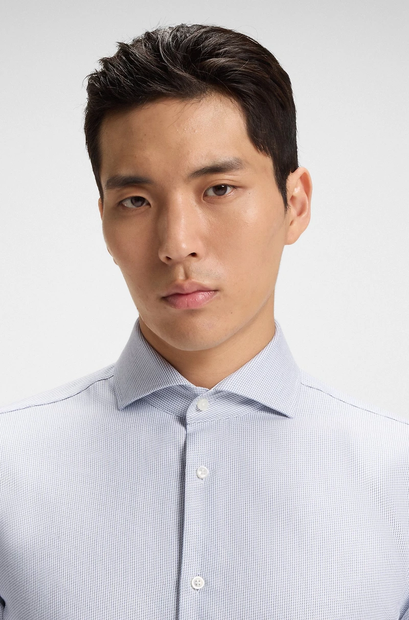 Slim-fit shirt wrinkle-resistant cotton dobby