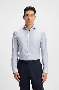 Slim-fit shirt wrinkle-resistant cotton dobby