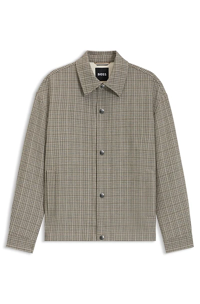 Checked relaxed-fit overshirt stretch fabric