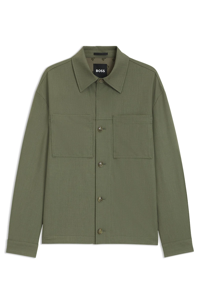 Relaxed-fit overshirt machine-washable performance-stretch fabric