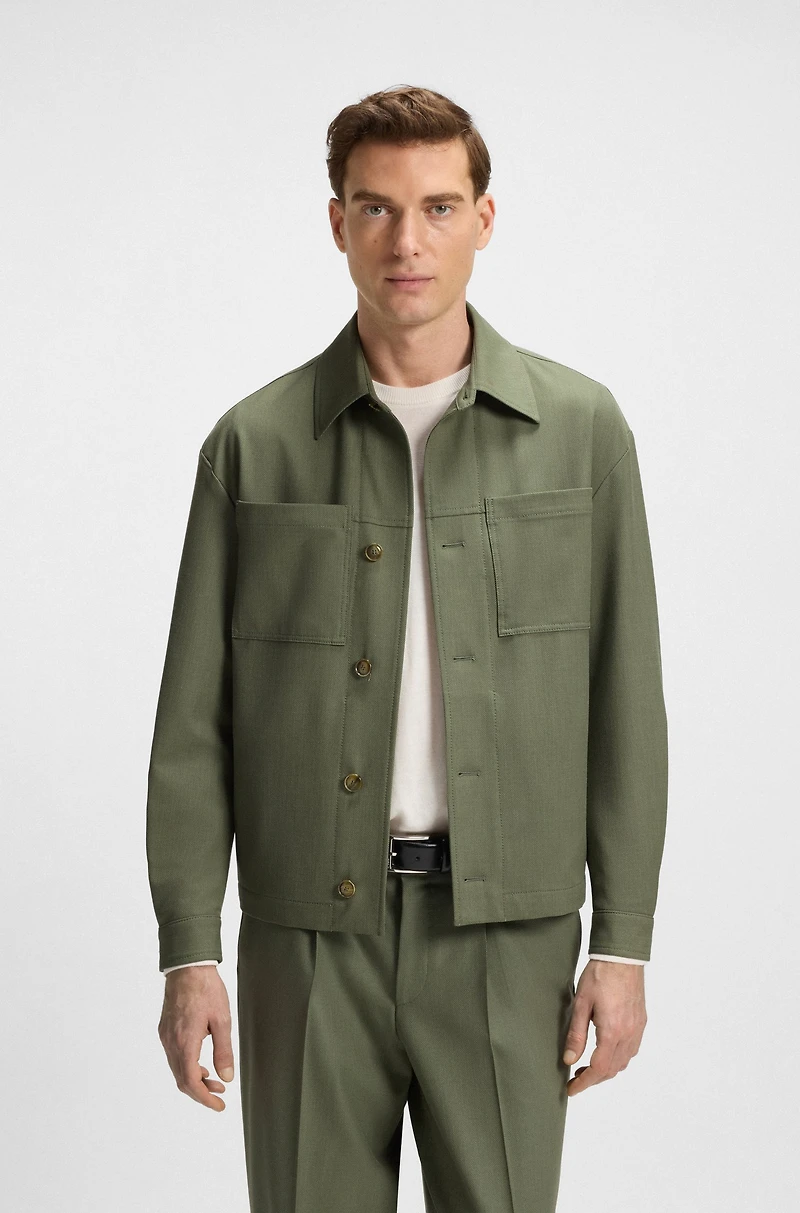 Relaxed-fit overshirt machine-washable performance-stretch fabric