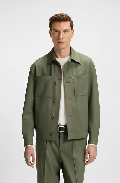 Relaxed-fit overshirt machine-washable performance-stretch fabric