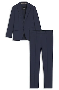 Regular-fit suit micro-patterned wool