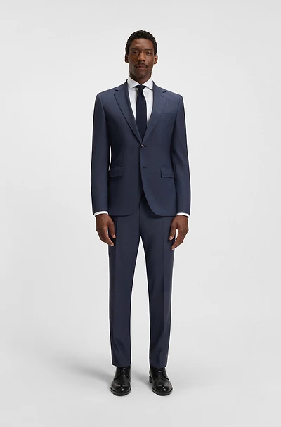Regular-fit suit micro-patterned wool
