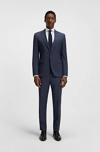 Regular-fit suit micro-patterned wool