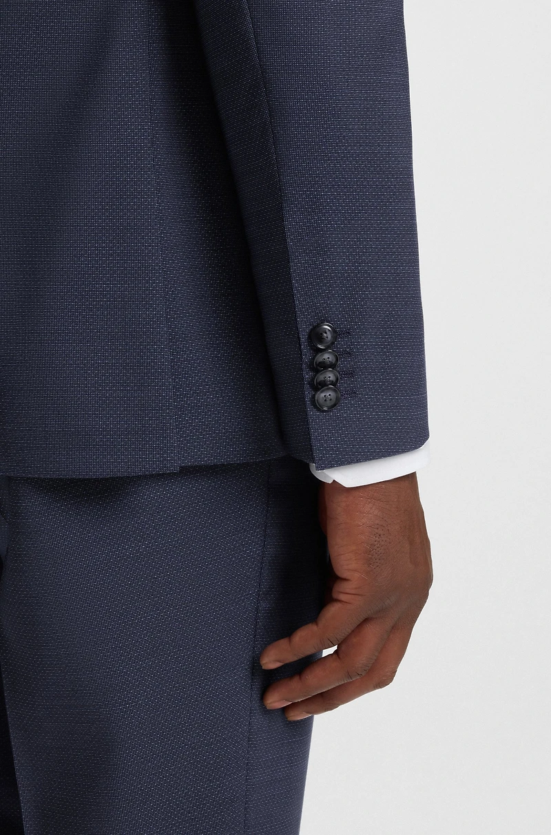 Regular-fit suit micro-patterned wool